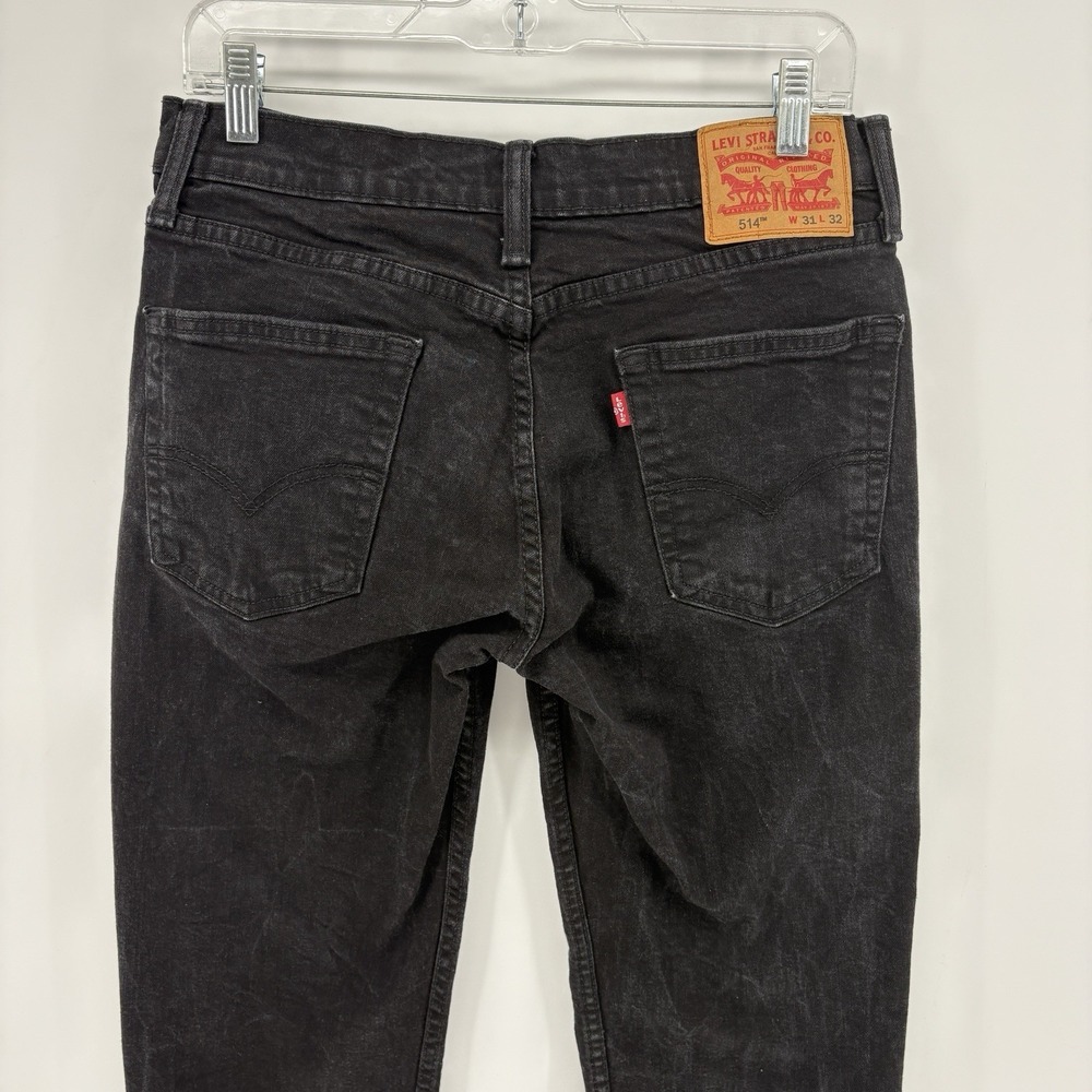 Levi's 514 Jeans Mens (31x30) Black Dark Wash Straight Denim Stretch 5 Pocket - Picture 8 of 10